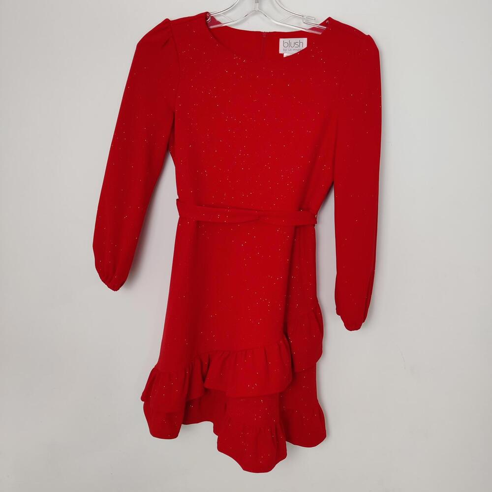 Blush by Us Angels Red Glitter Ruffle Dress Size 12